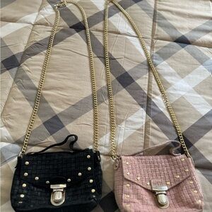 Elegant Black and Pink Quilted Women Bags